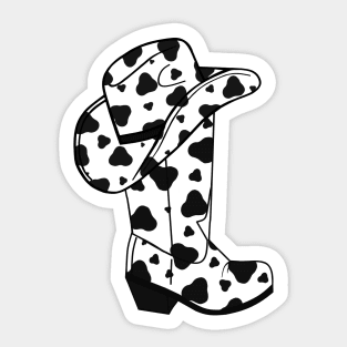 BLACK Cow Spots Cowboy Boots Sticker